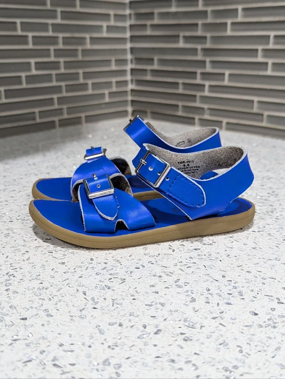 Footmates Kids Tide Saltwater Sandal Adjustable Blue Leather Toddler Girls Sz 8